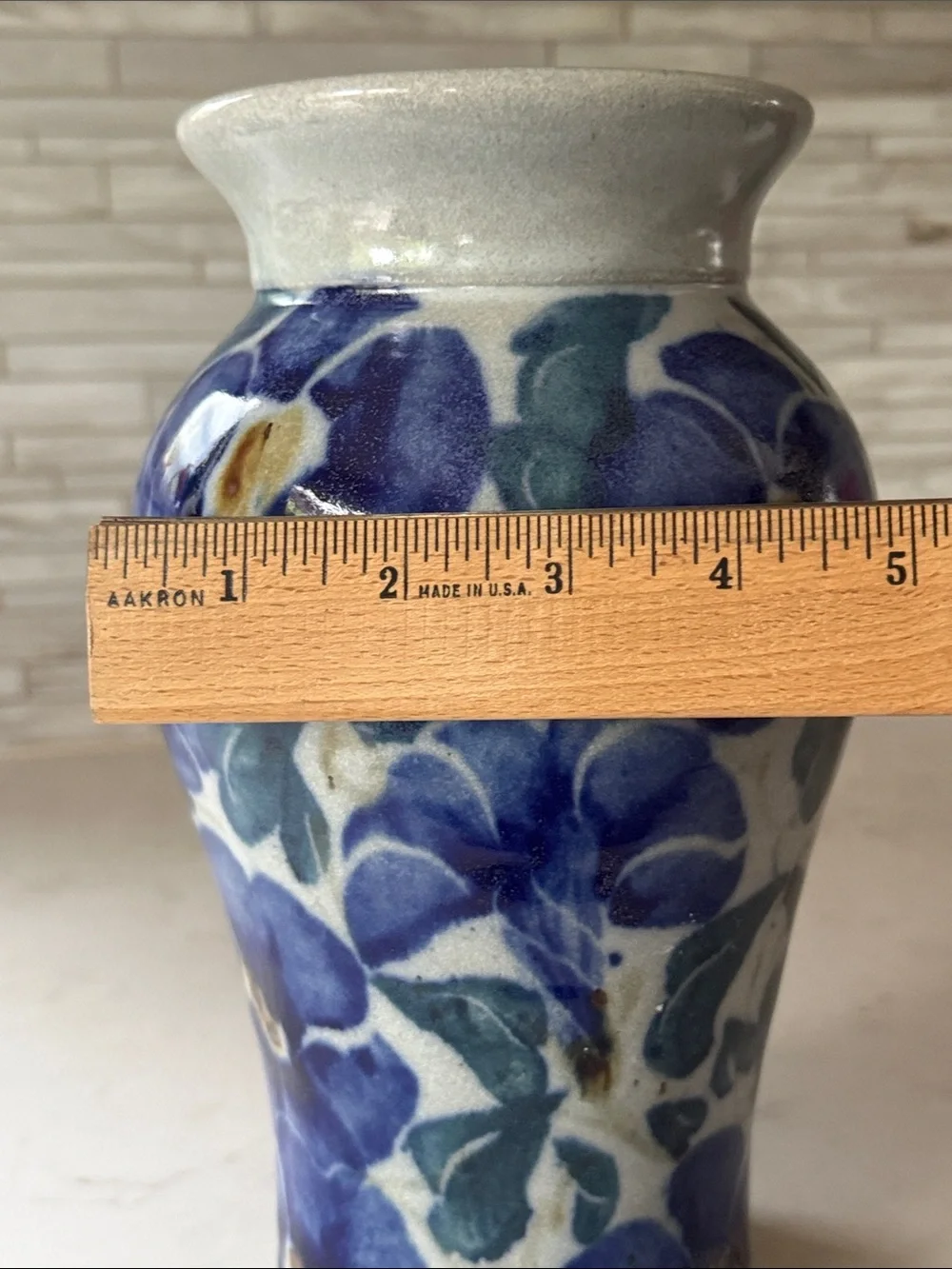 Studio Pottery Signed Stoneware Floral Vase
